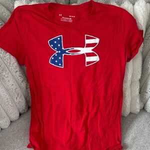 Under Armour Red Patriotic Flag Logo Tee